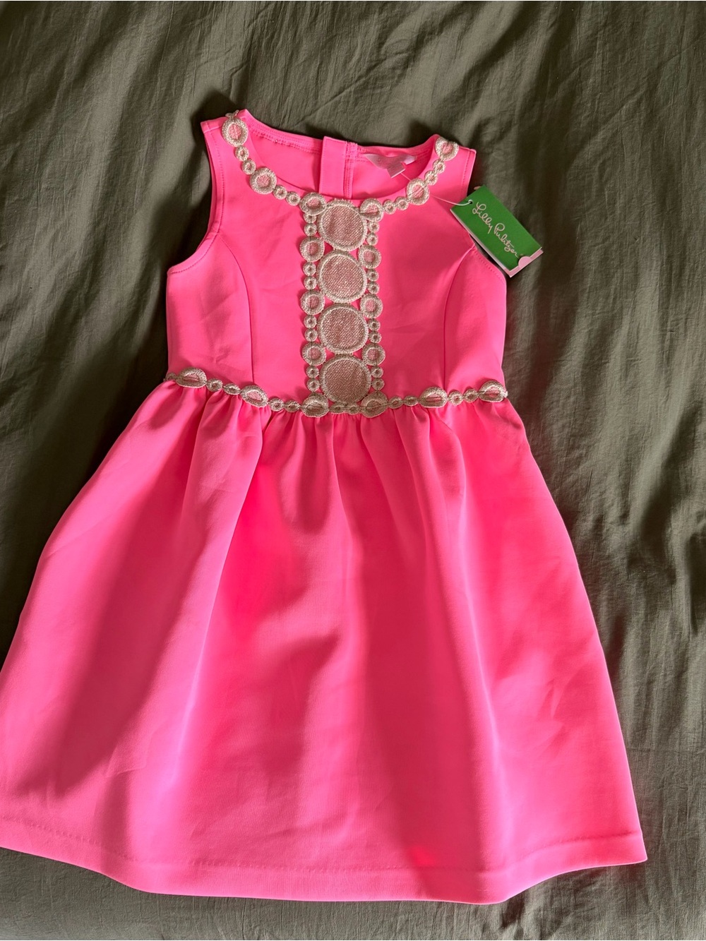 Lilly Pulitzer Girls' Bright Pink Embellished Sleeveless Dress